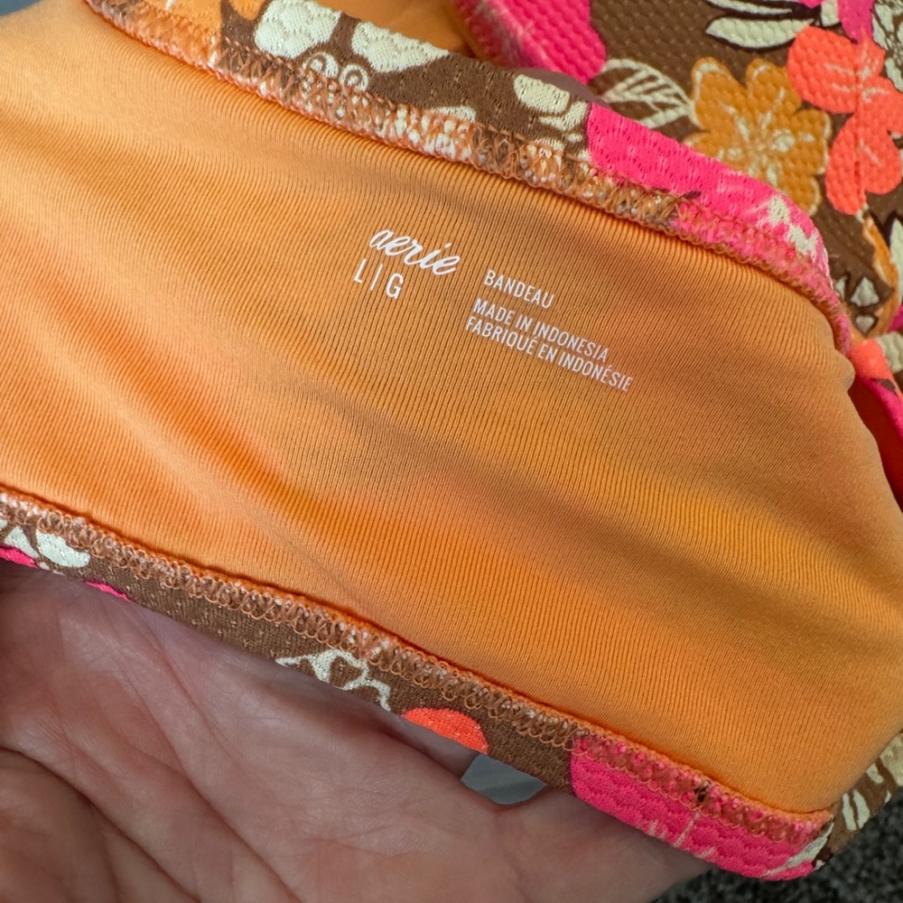Aerie Floral Bikini Top with Pink and Orange Accents - Picture 3 of 3